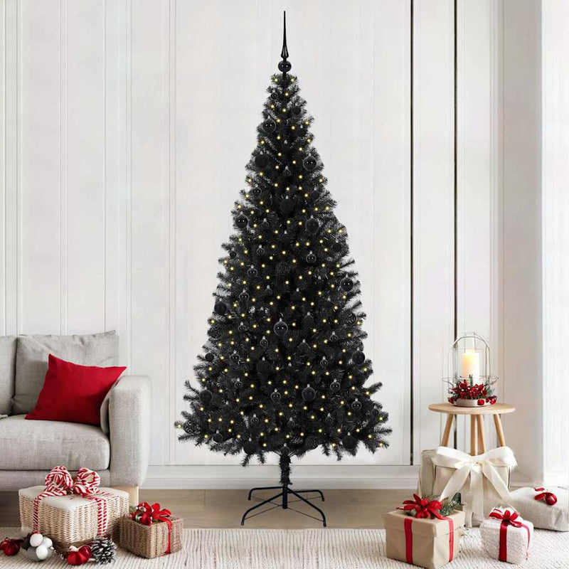 Afbeelding laden in galerijviewer, Vidaxl kerstboom met 300 led met standaard zwart 210 cm pvc
