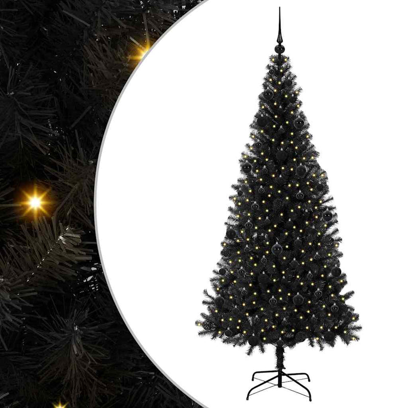 Afbeelding laden in galerijviewer, Vidaxl kerstboom met 300 led met standaard zwart 210 cm pvc
