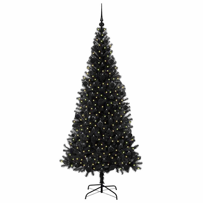 Afbeelding laden in galerijviewer, Vidaxl kerstboom met 300 led met standaard zwart 210 cm pvc
