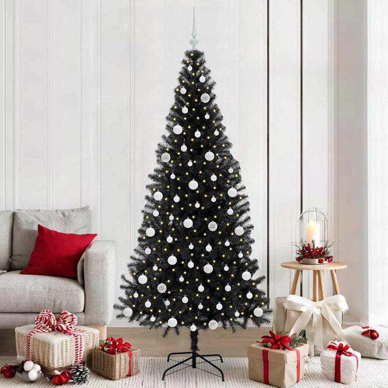 Afbeelding laden in galerijviewer, Vidaxl kerstboom met 300 led met standaard zwart 210 cm pvc
