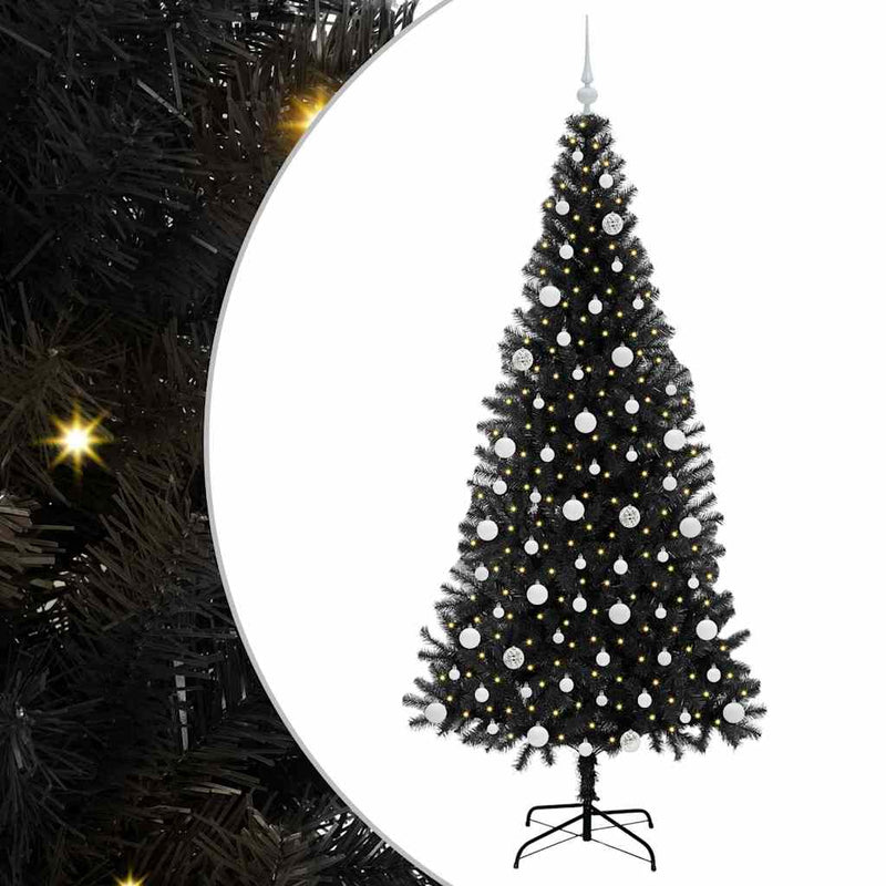Afbeelding laden in galerijviewer, Vidaxl kerstboom met 300 led met standaard zwart 210 cm pvc
