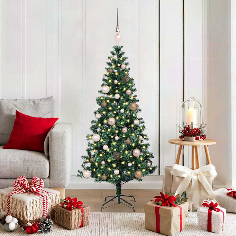 Afbeelding laden in galerijviewer, Vidaxl kunstmatig voorverlicht kerstboom groen 150 cm pvc en metaal
