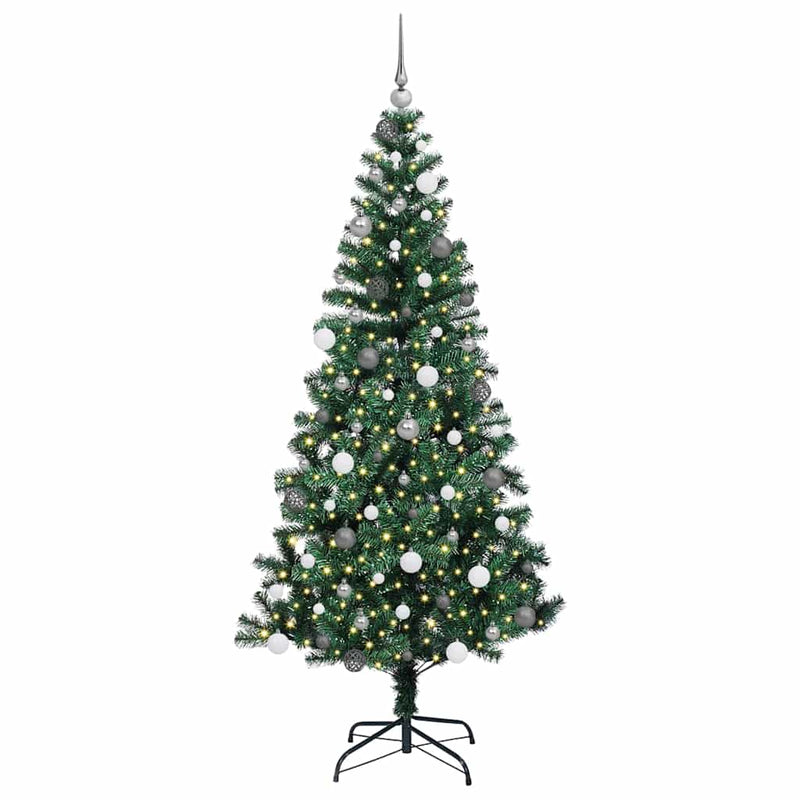 Afbeelding laden in galerijviewer, Vidaxl kunstmatig voorverlicht kerstboom groen 210 cm pvc en metaal
