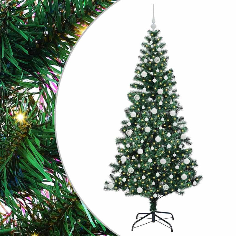 Afbeelding laden in galerijviewer, Vidaxl kunstmatig voorverlicht kerstboom groen 210 cm pvc en metaal
