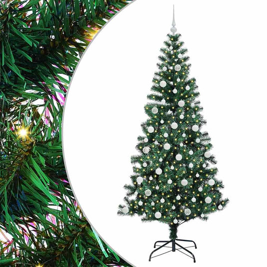 Vidaxl kunstmatig voorverlicht kerstboom groen 210 cm pvc en metaal