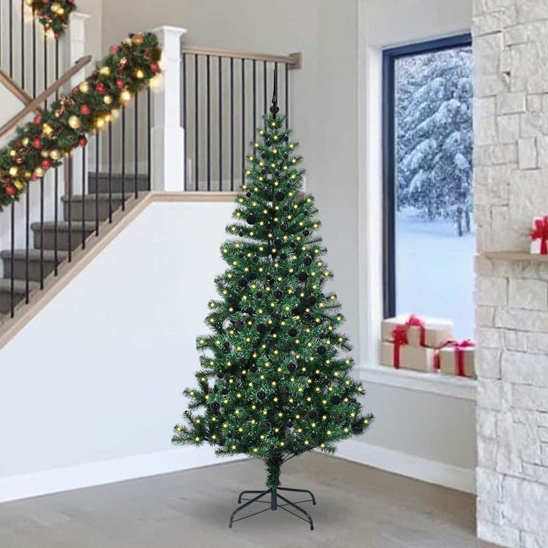Afbeelding laden in galerijviewer, Vidaxl kunstmatig voorverlicht kerstboom groen 240 cm pvc en metaal
