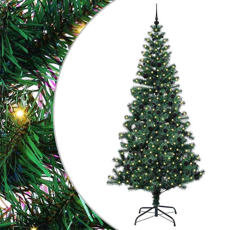 Afbeelding laden in galerijviewer, Vidaxl kunstmatig voorverlicht kerstboom groen 240 cm pvc en metaal
