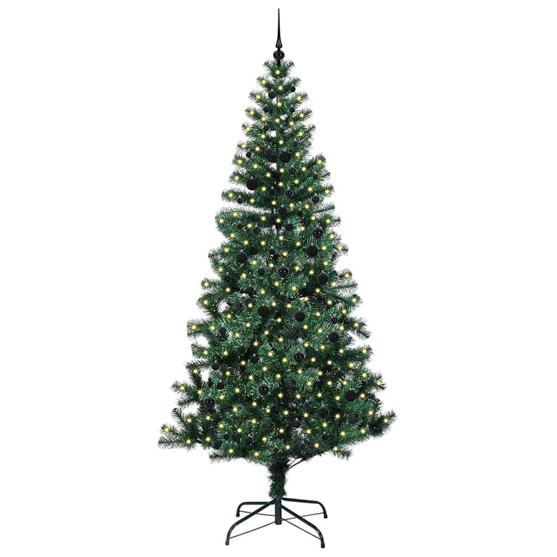 Afbeelding laden in galerijviewer, Vidaxl kunstmatig voorverlicht kerstboom groen 240 cm pvc en metaal
