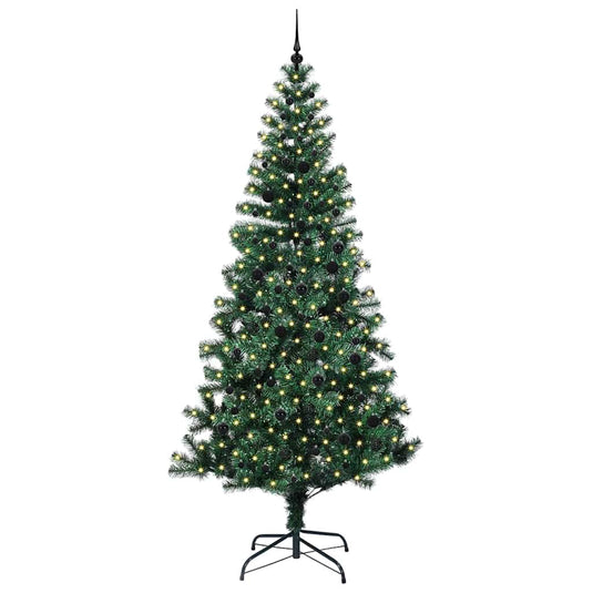 Vidaxl kunstmatig voorverlicht kerstboom groen 240 cm pvc en metaal