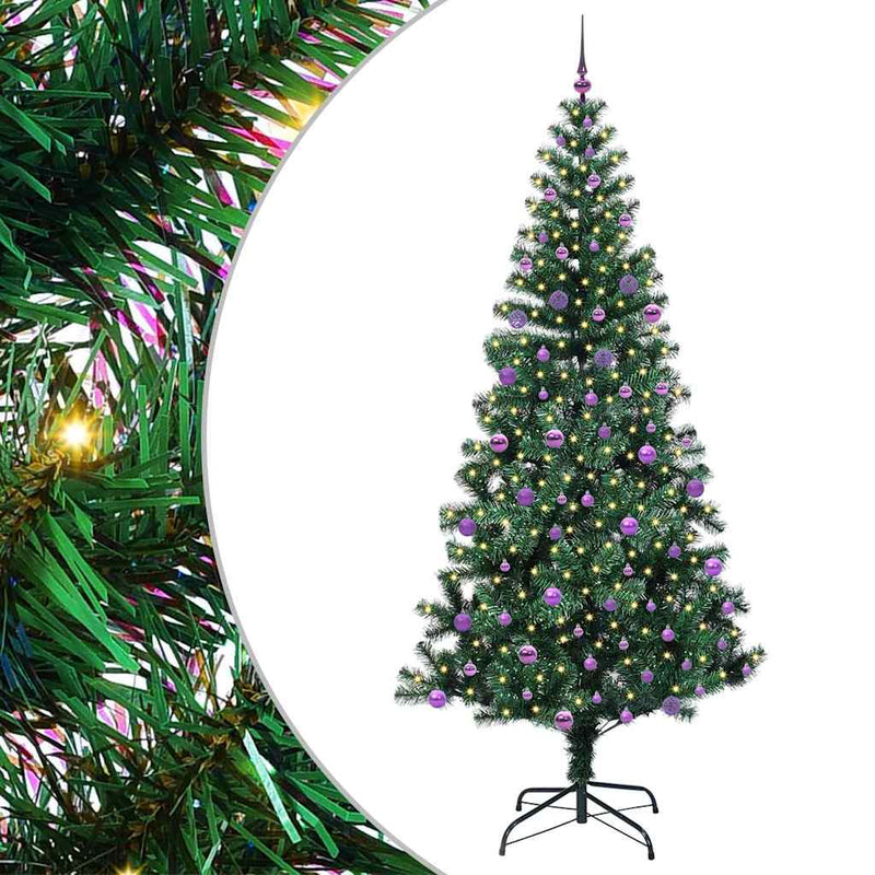 Afbeelding laden in galerijviewer, Vidaxl kunstmatig voorverlicht kerstboom groen 240 cm pvc en metaal
