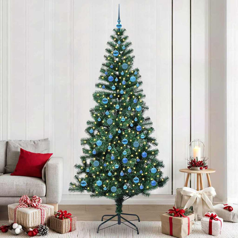 Afbeelding laden in galerijviewer, Vidaxl kunstmatig voorverlicht kerstboom groen 240 cm pvc en metaal
