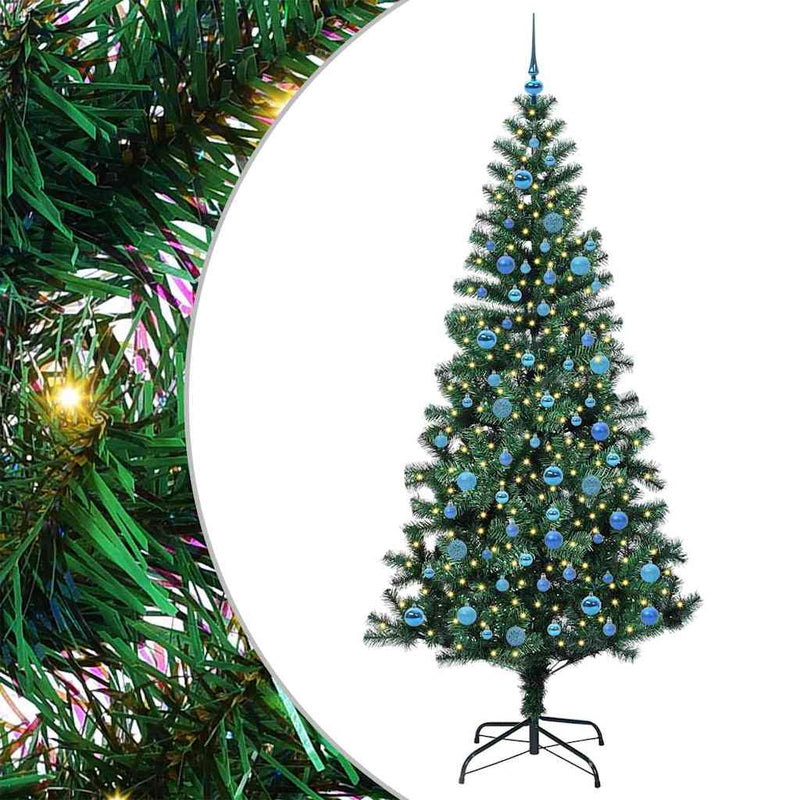 Afbeelding laden in galerijviewer, Vidaxl kunstmatig voorverlicht kerstboom groen 240 cm pvc en metaal
