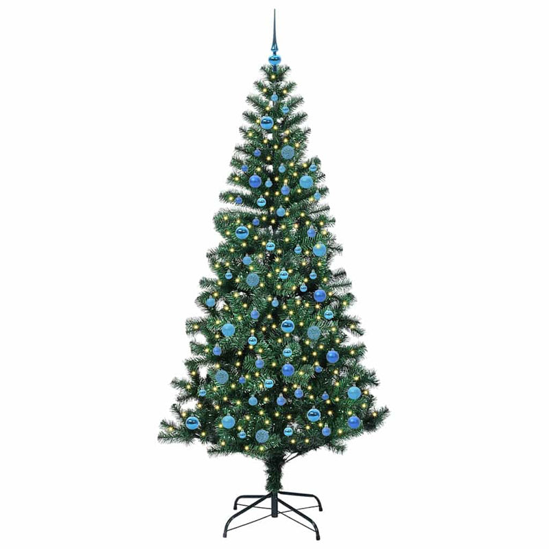 Afbeelding laden in galerijviewer, Vidaxl kunstmatig voorverlicht kerstboom groen 240 cm pvc en metaal
