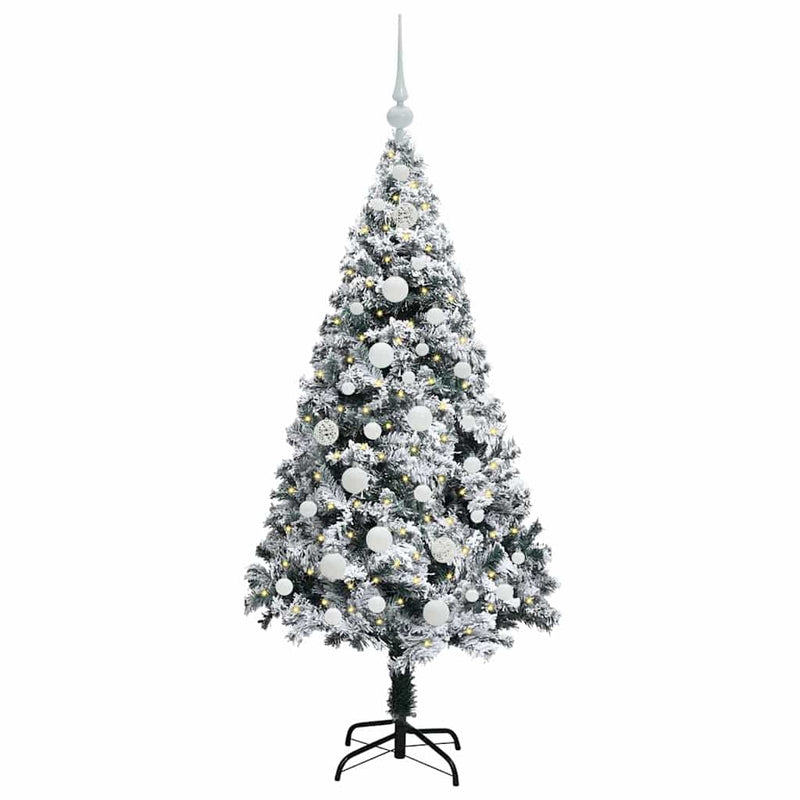 Afbeelding laden in galerijviewer, Vidaxl kunstkerstboom met 150 led wit 150 cm pvc en staal en kunststof
