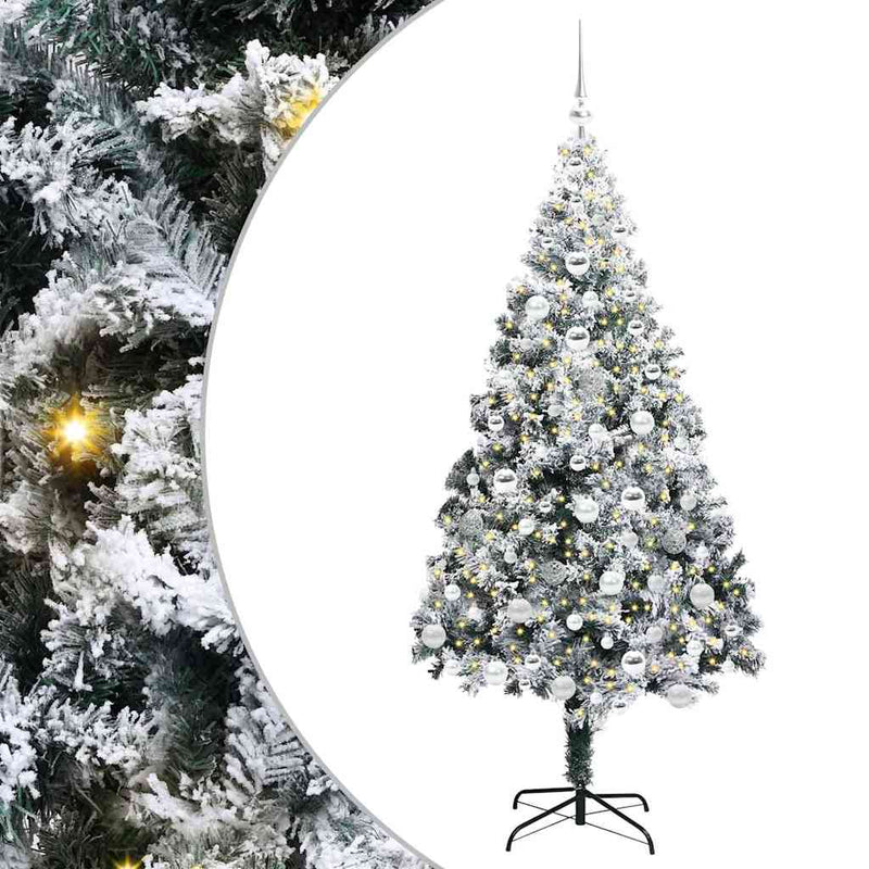Afbeelding laden in galerijviewer, Vidaxl kunstkerstboom met 300 led wit 180 cm pvc en staal en kunststof
