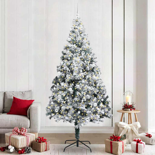 Vidaxl kunstkerstboom met 300 led wit 240 cm pvc en staal en kunststof
