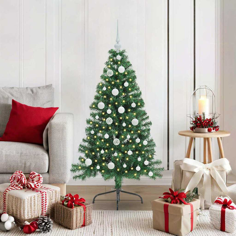 Afbeelding laden in galerijviewer, Vidaxl kunstmatig voorverlicht kerstboom met 150 led groen 120 cm pvc
