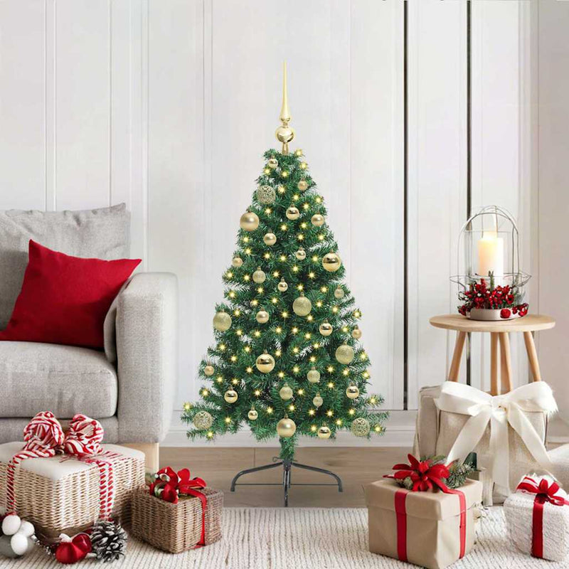 Afbeelding laden in galerijviewer, Vidaxl kunstmatig voorverlicht kerstboom met 150 led groen 120 cm pvc

