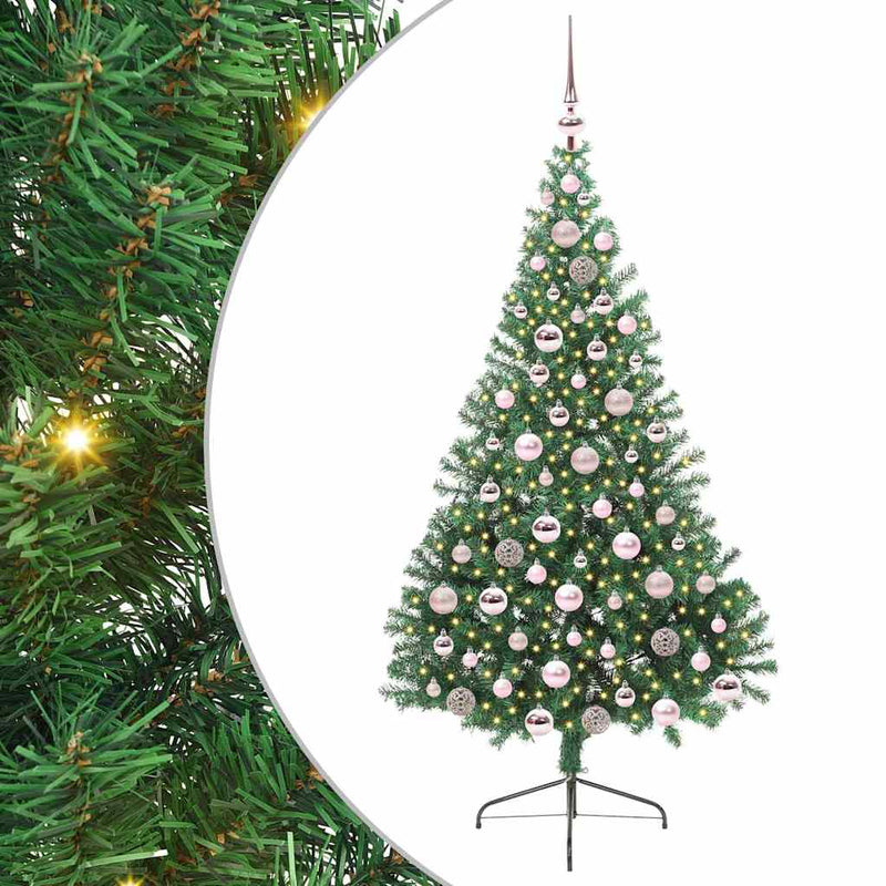 Afbeelding laden in galerijviewer, Vidaxl kunstmatig voorverlicht kerstboom met 300 led groen 180 cm pvc
