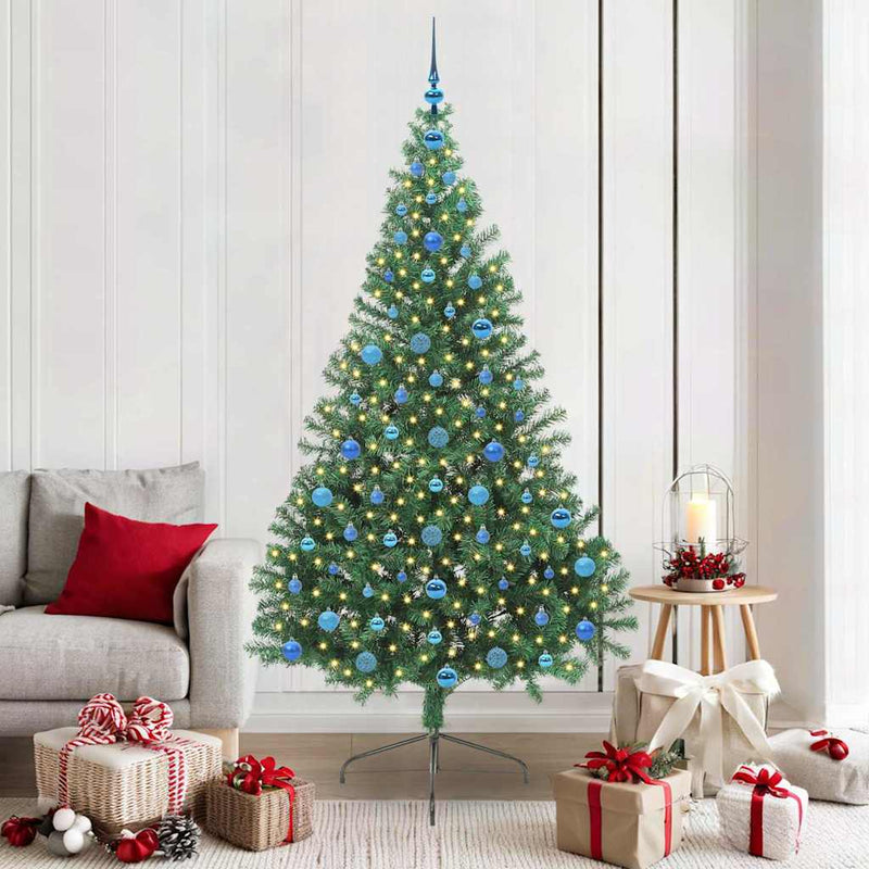 Afbeelding laden in galerijviewer, Vidaxl kunstmatig voorverlicht kerstboom met 300 led groen 210 cm pvc
