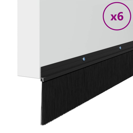 Vidaxl schroefbare deurborstelafsluitingen 6 pcs zwart 100 cm