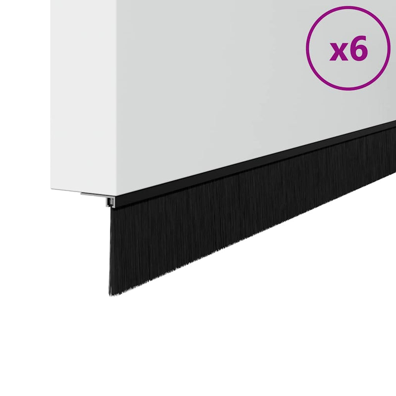 Afbeelding laden in galerijviewer, Vidaxl schroefbare deurborstelafsluitingen 6 pcs zwart 100 cm
