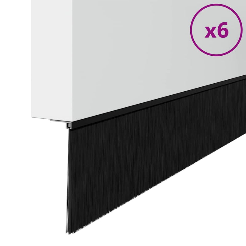 Afbeelding laden in galerijviewer, Vidaxl schroefbare deurborstelafsluitingen 6 pcs zwart 100 cm
