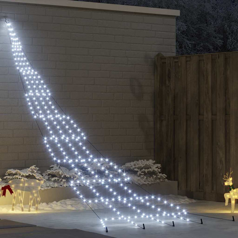 Afbeelding laden in galerijviewer, Vidaxl led kerstboom met grondspiesjes koudwit 511 cm metaal
