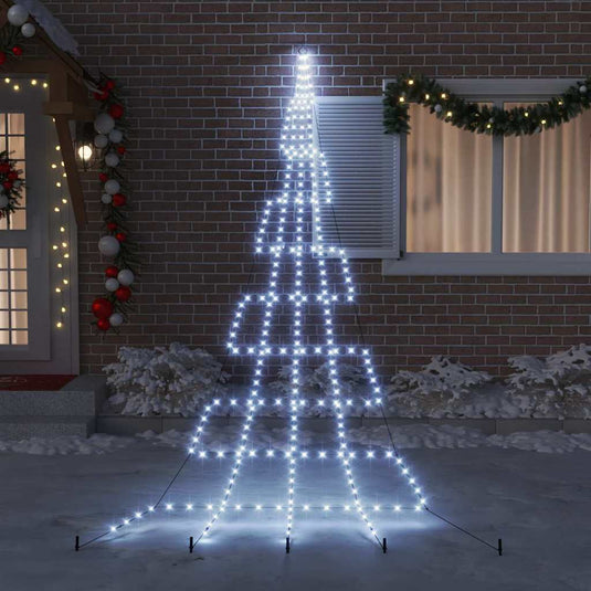 Vidaxl led kerstboom met grondspiesjes koudwit 511 cm metaal