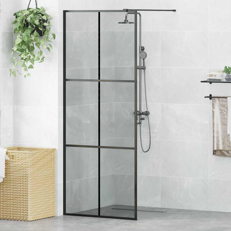 Afbeelding laden in galerijviewer, Vidaxl inloop douche wand zwart 80 x 195 cm gehard glas
