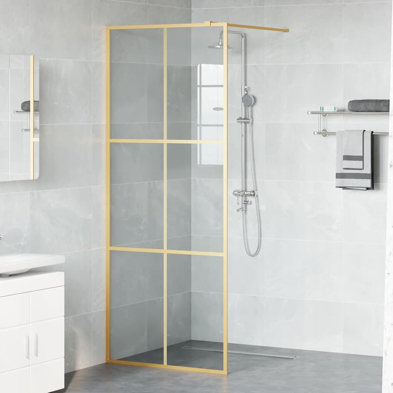 Afbeelding laden in galerijviewer, Vidaxl inloop douche wand goud 80 x 195 cm gehard glas
