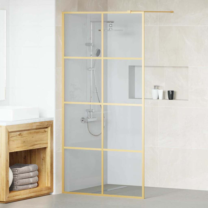 Afbeelding laden in galerijviewer, Vidaxl inloop douche wand goud 100 x 195 cm gehard glas
