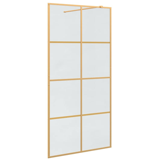 Vidaxl inloop douche wand goud 100 x 195 cm gehard glas