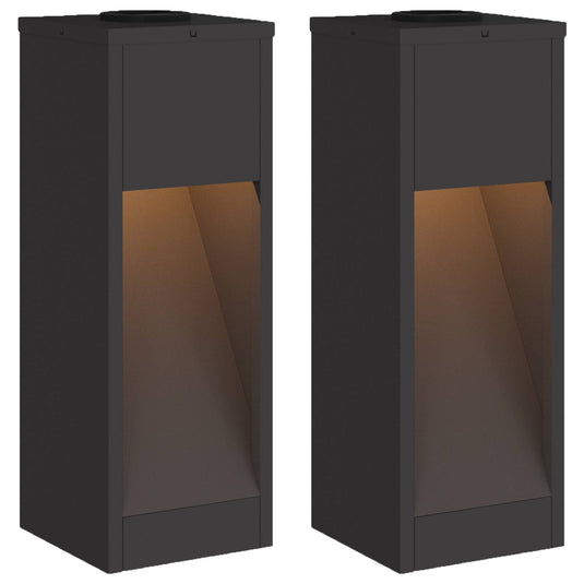Vidaxl zonne led padverlichting 2 pcs zwart koudgewalst staal