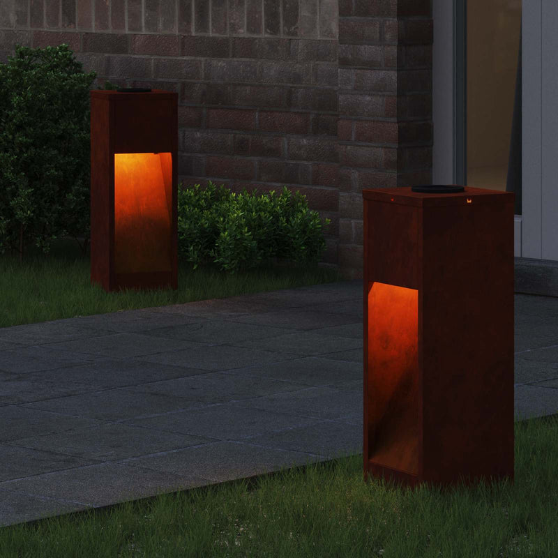 Afbeelding laden in galerijviewer, Vidaxl zonne led padverlichting 2 st warmwit 18 x 18 x 50 cm
