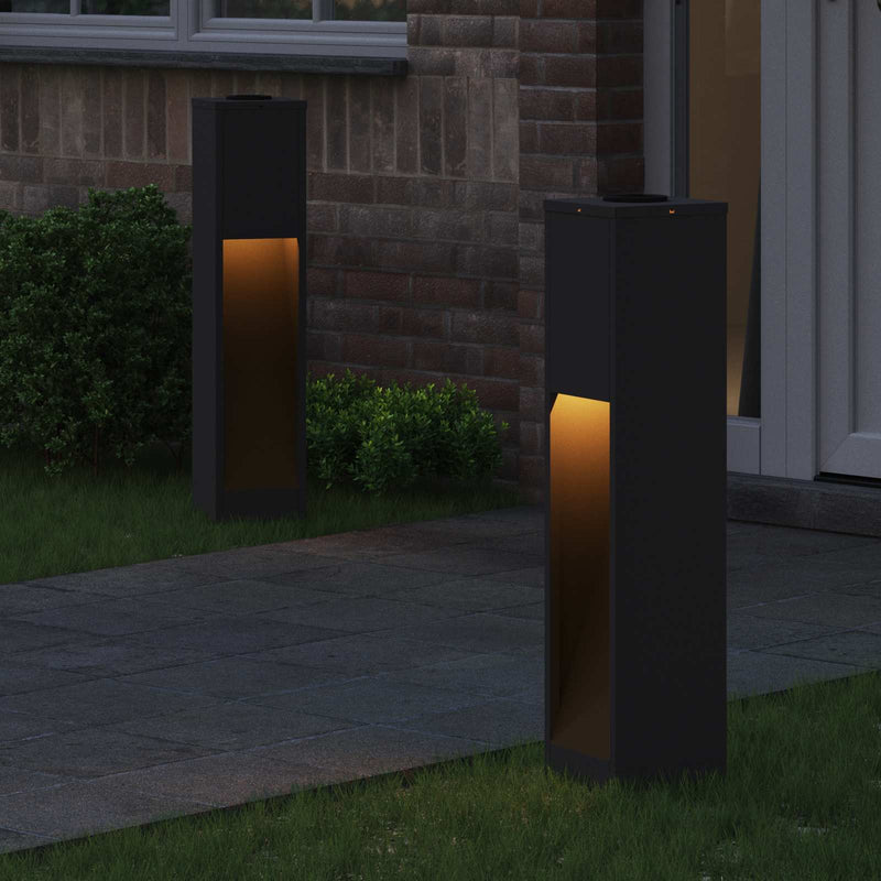 Afbeelding laden in galerijviewer, Vidaxl zonne led padverlichting 2 pcs zwart koudgewalst staal
