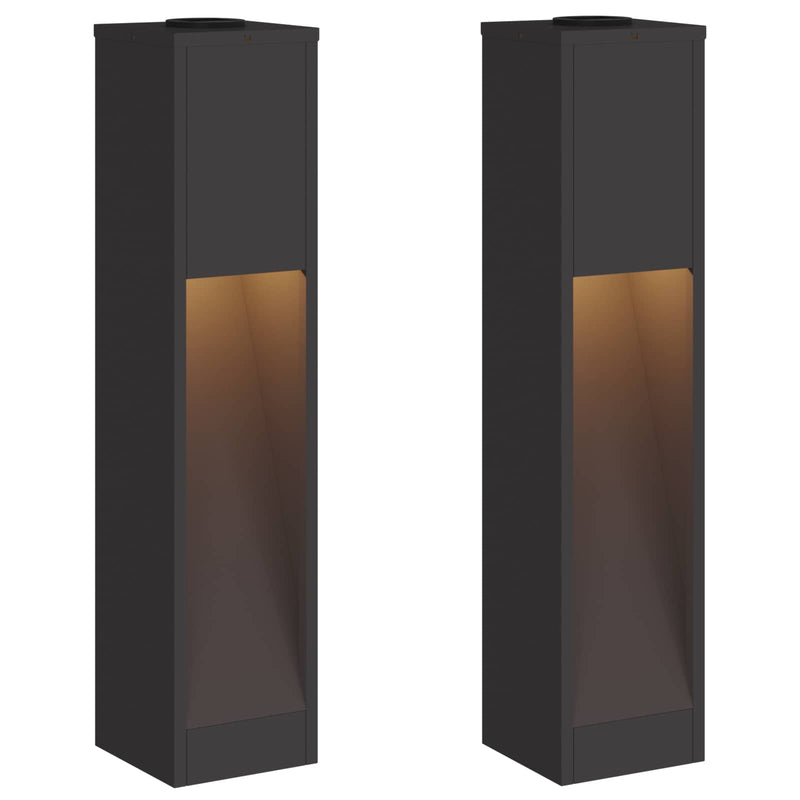 Afbeelding laden in galerijviewer, Vidaxl zonne led padverlichting 2 pcs zwart koudgewalst staal
