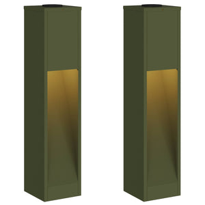 Vidaxl zonne led padverlichting 2 pcs olijf groen koudgewalst staal