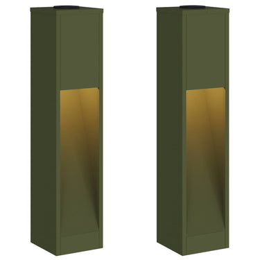 Vidaxl zonne led padverlichting 2 pcs olijf groen koudgewalst staal