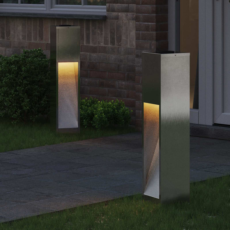 Afbeelding laden in galerijviewer, Vidaxl zonne led padverlichting 2 pcs zilver roestvrij staal
