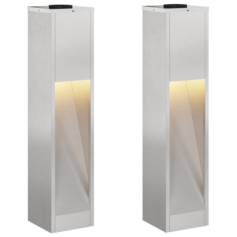 Afbeelding laden in galerijviewer, Vidaxl zonne led padverlichting 2 pcs zilver roestvrij staal
