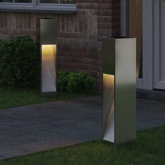 Vidaxl zonne led padverlichting 2 pcs zilver gegalvaniseerd
