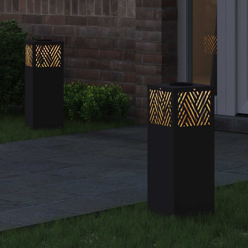 Afbeelding laden in galerijviewer, Vidaxl solar led pad licht 2 pcs zwart koudgewalst staal
