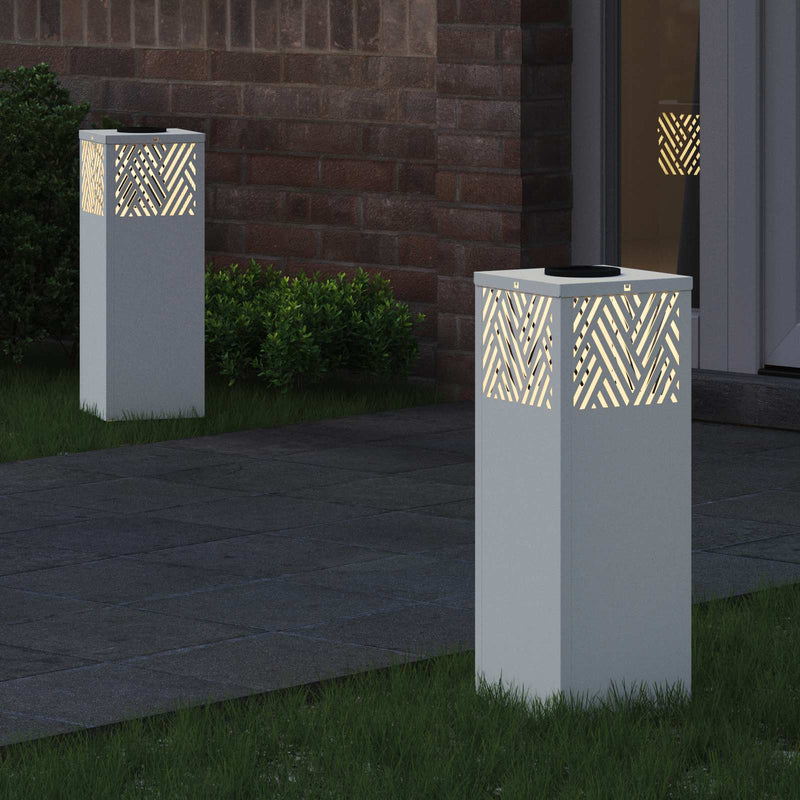 Afbeelding laden in galerijviewer, Vidaxl solar led pad licht 2 pcs wit koudgewalst staal
