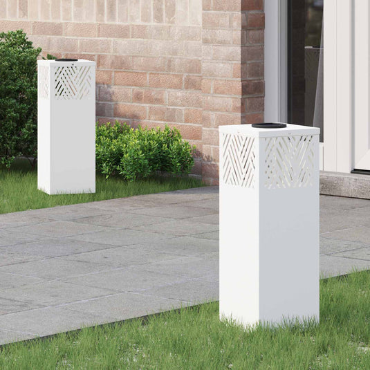 Vidaxl solar led pad licht 2 pcs wit koudgewalst staal