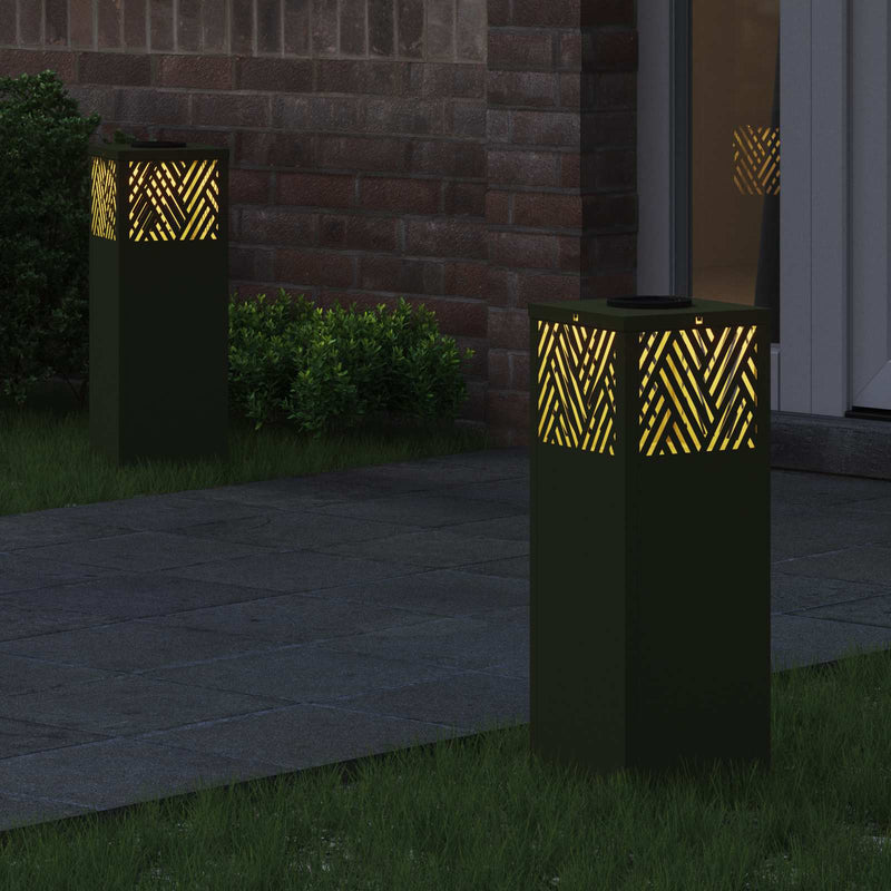 Afbeelding laden in galerijviewer, Vidaxl solar led pad licht 2 pcs olijf groen koudgewalst staal
