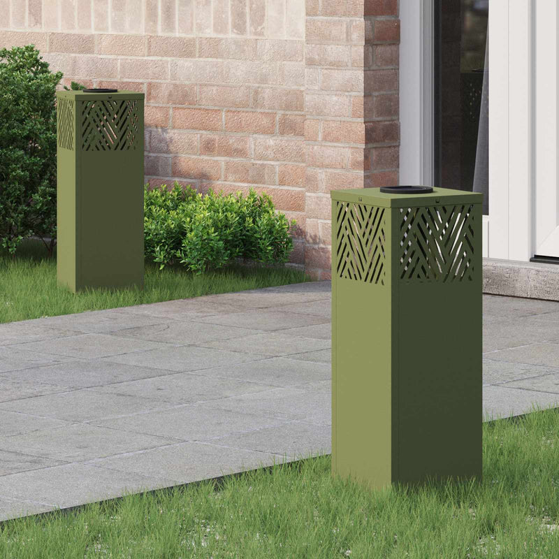 Afbeelding laden in galerijviewer, Vidaxl solar led pad licht 2 pcs olijf groen koudgewalst staal
