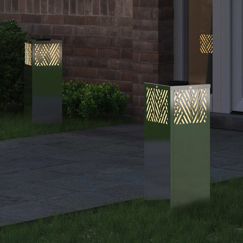 Afbeelding laden in galerijviewer, Vidaxl solar led pad licht 2 pcs zilver roestvrij staal
