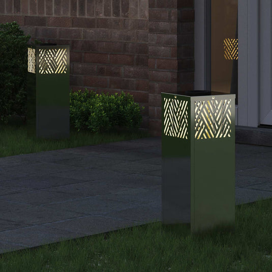Vidaxl solar led pad licht 2 pcs zilver gegalvaniseerd