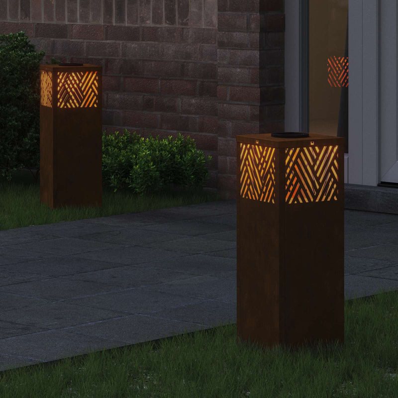 Afbeelding laden in galerijviewer, Vidaxl solar led pad licht 2 pcs brons cortenstaal

